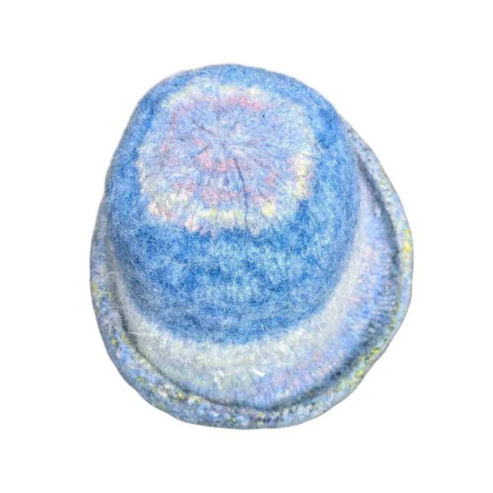 Scandi Girl Angora Mohair Hat Bucket Cloche Wool Round Boho Curled Handmade - Picture 4 of 5